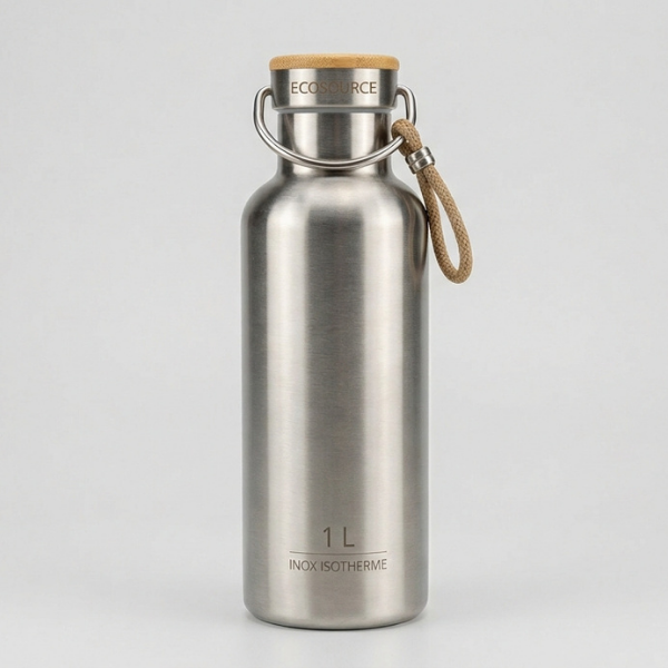 gourde isotherme en inox - bouchon bambou